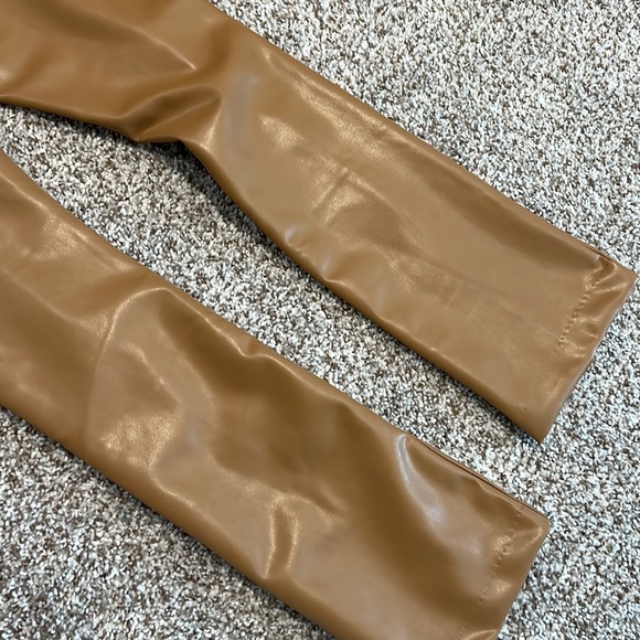 Abercrombie NWT Skinny High Rise Brown Leather Pants Slit Bottom Size 24 Short - Picture 6 of 6